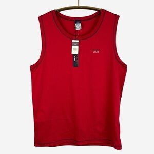 Vintage Tommy Hilfiger Men's Sleeveless Tank Top Size 2XL Muscle Logo Red
